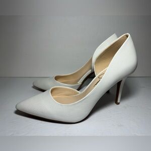 Jessica Simpson Women‎ White Snake Pointed Bride Bachelorette High Heel Pumps 8